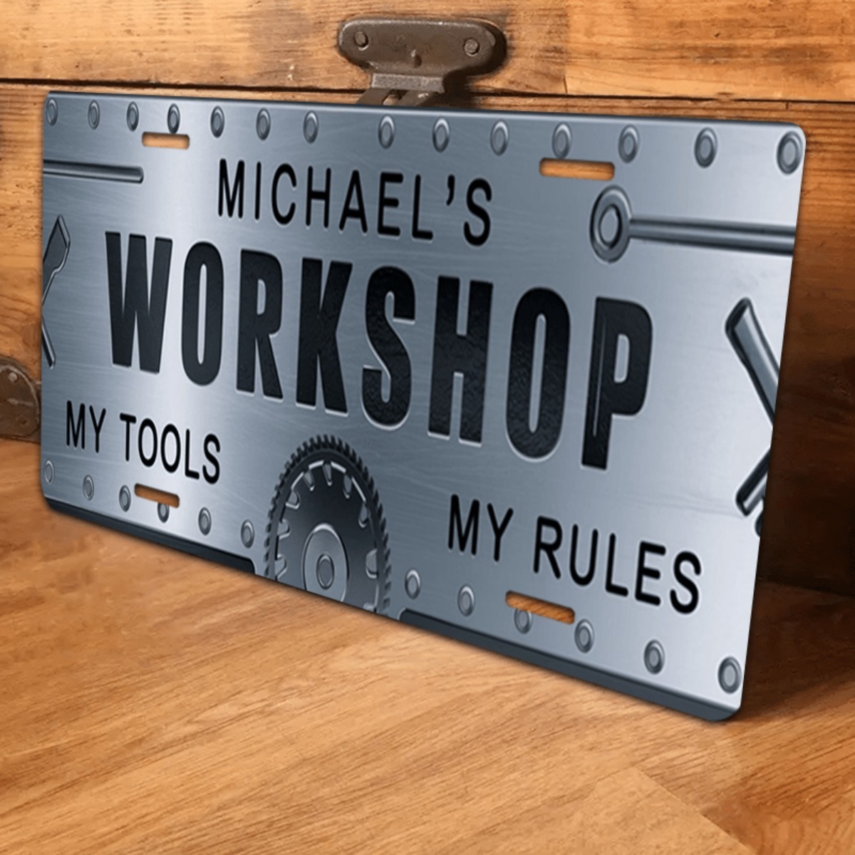 Workshop Tools And Names - Targa in Alluminio Personalizzata con Nome