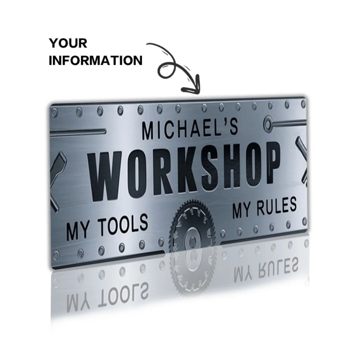 Workshop Tools Wall - Targa in Alluminio Personalizzata 6x12