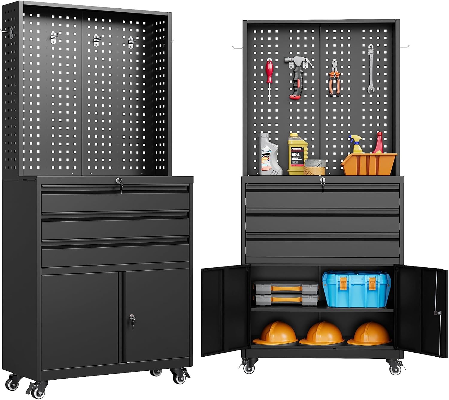 Workshop Tools Shelf - Armadio Portautensili in Metallo Nero con