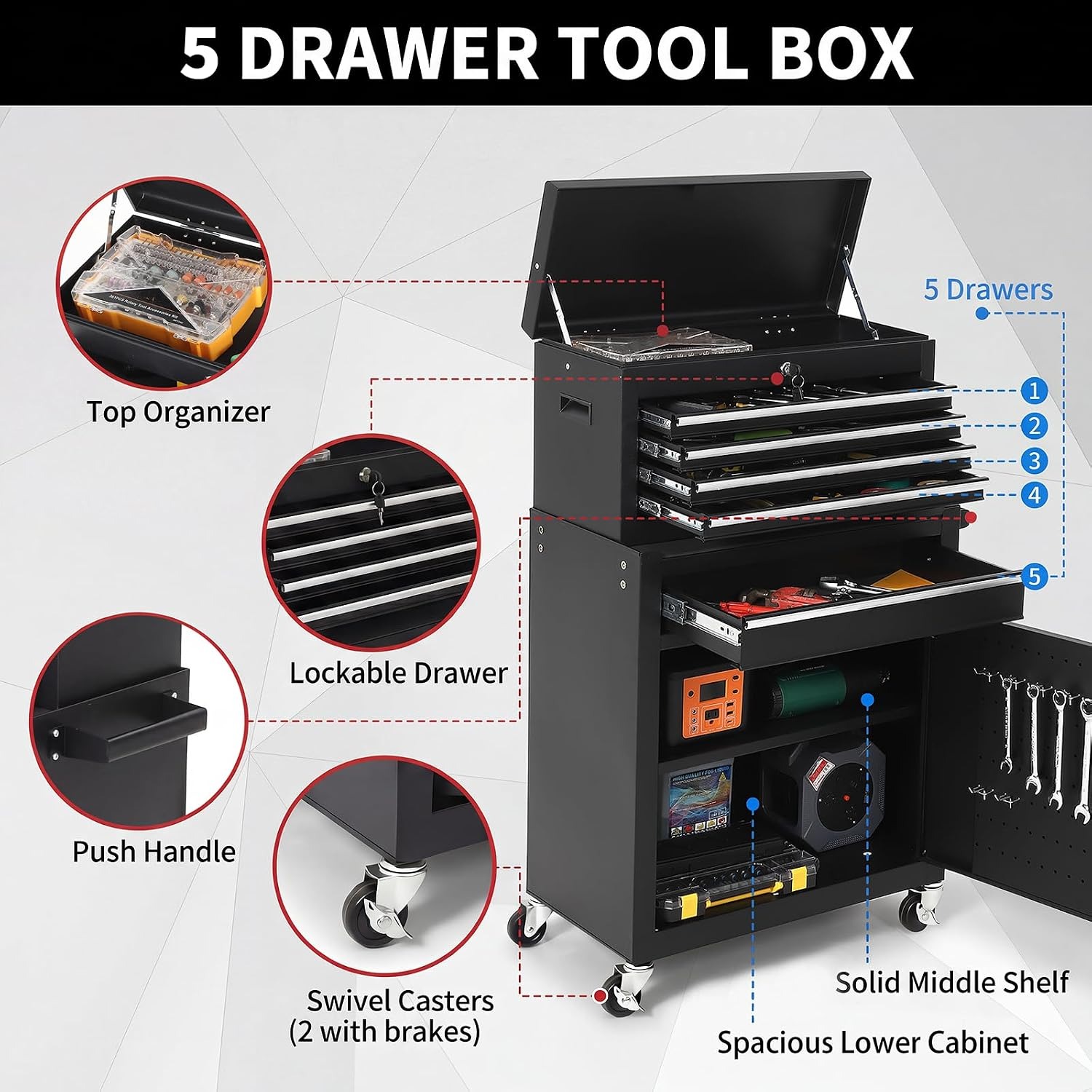 Carrello Portautensili a 5 Cas - Tools Box For Workshop recensione e prezzo